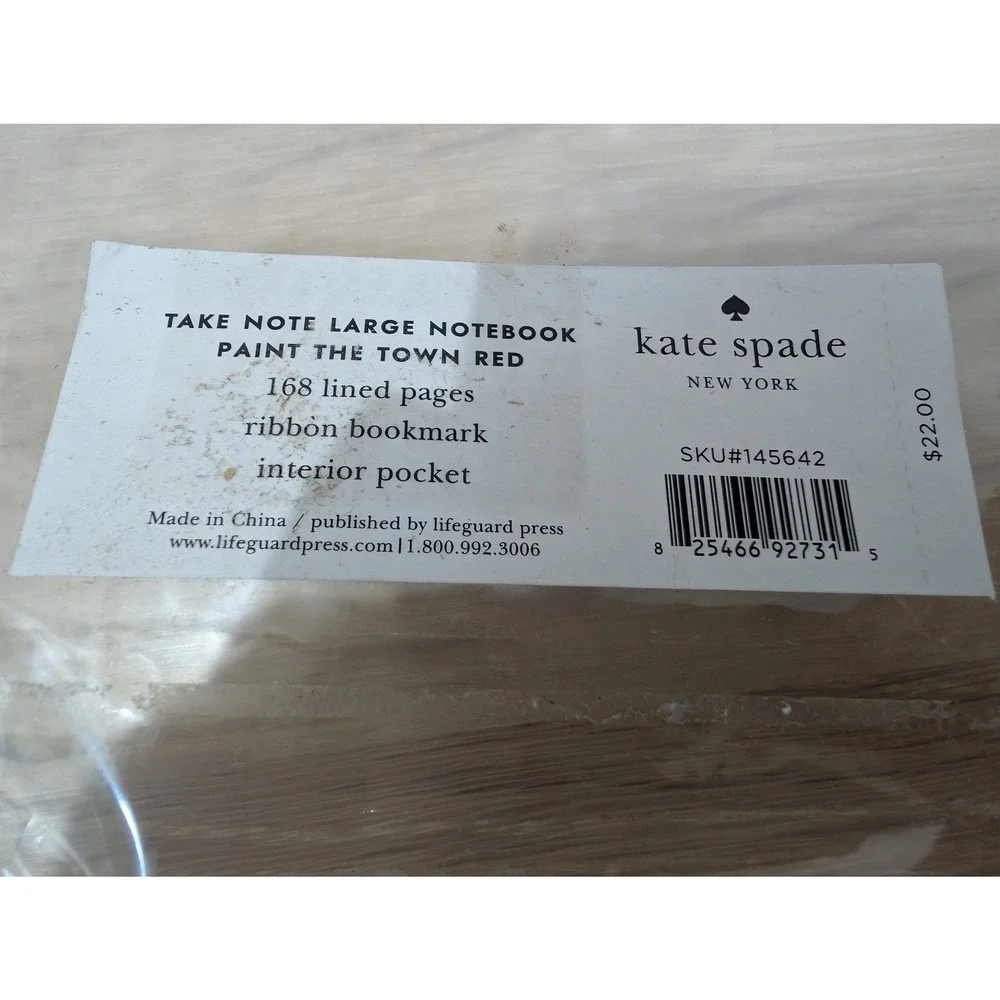 Kate Spade‎ Take Note Lined Notebook Paint the Town Red Journal New 5.25